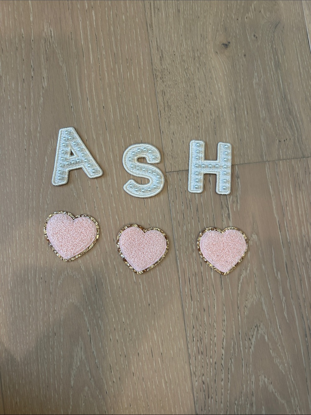 Stoney clover patches Pink Heart Patches White Letter Patches (A S H)